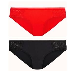 Lively The Palm Lace Bikini Underwear Panties Set Of 2 Women Small Red Black New